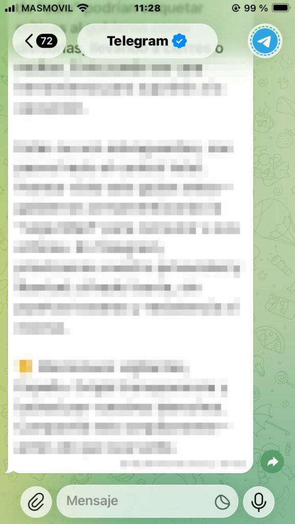 Captura de xat de Telegram
